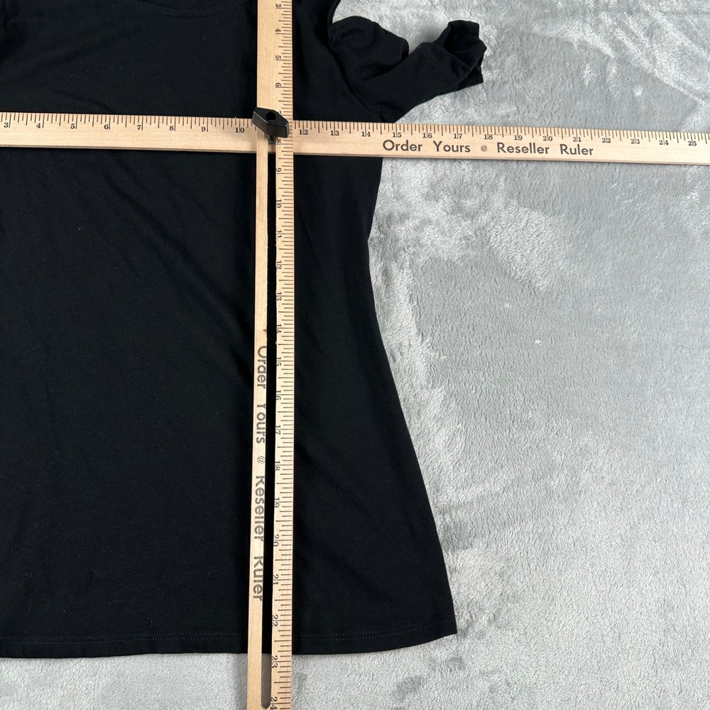 Express Cold Shoulder Top Women S Black Solid Knit Short Sleeve Edgy Minimalist - Picture 6 of 6